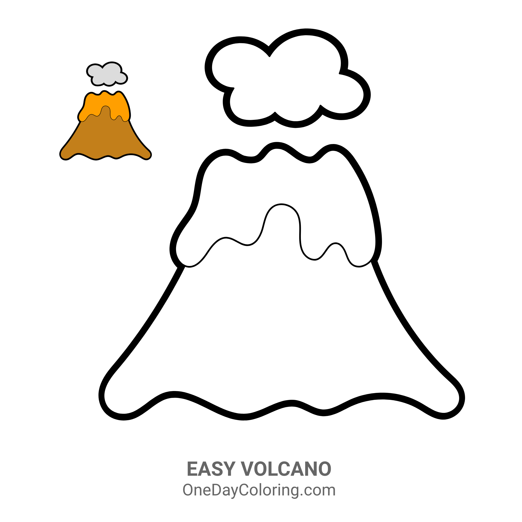 Coloring page with a cute volcano. Vector Illustration. Stock Vector |  Adobe Stock
