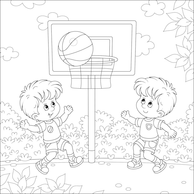 little kids playing basketball clipart