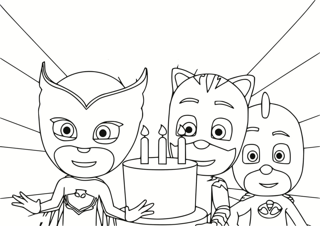 PJ Masks Birthday Coloring Page (Printable)