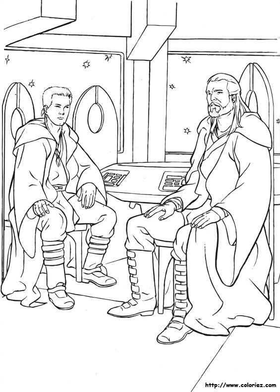 Qui-Gon And Obi-Wan Wait Coloring Pages