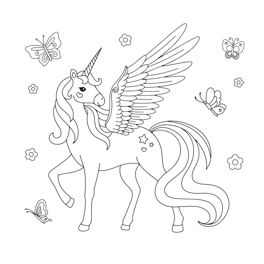 coloring pages of unicorns with wings
